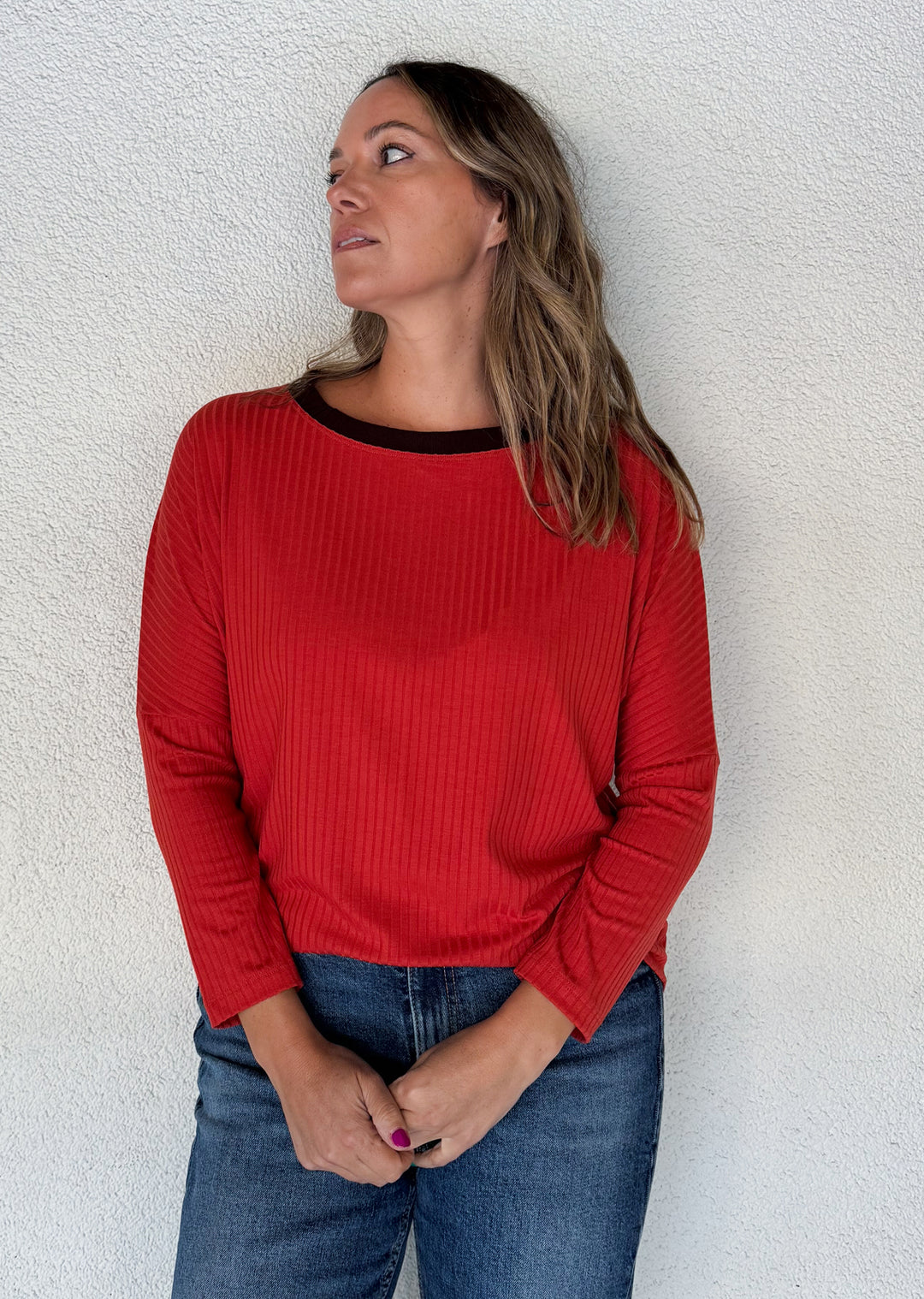 Polera Tere | Terracota, chocolate