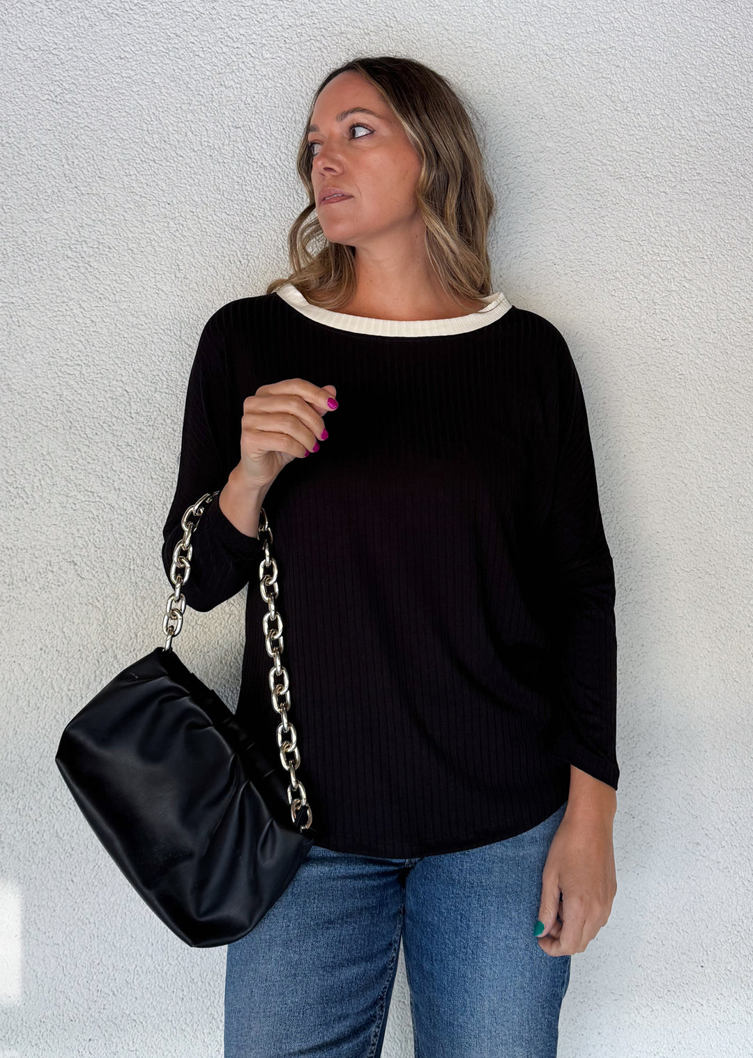 Polera Tere | Negra, crudo