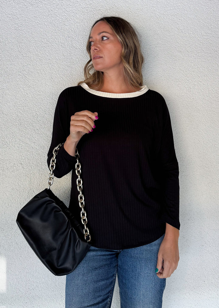 Polera Tere | Negra, crudo