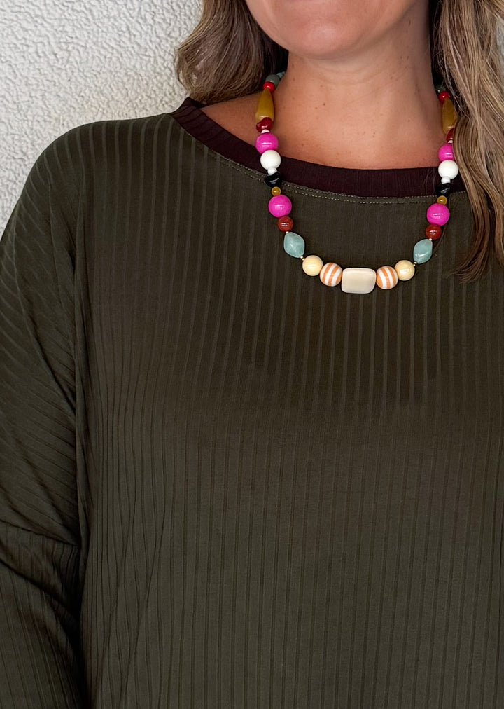 Polera Tere | Musgo, chocolate
