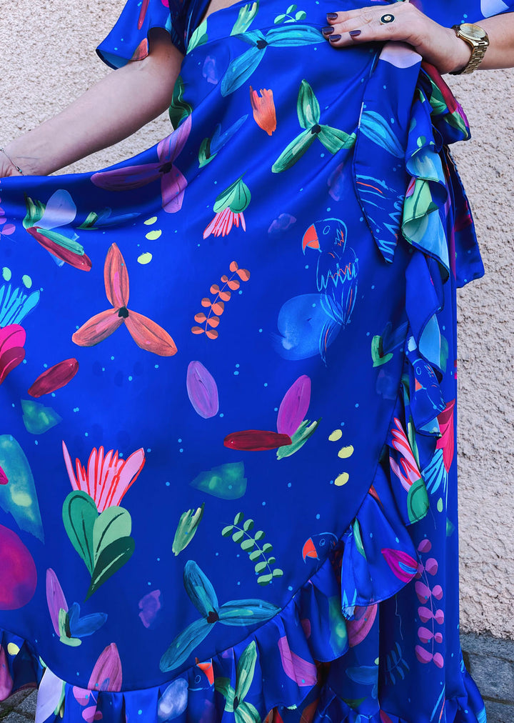 Pollera Augusta | Pájaro Fondo Azul