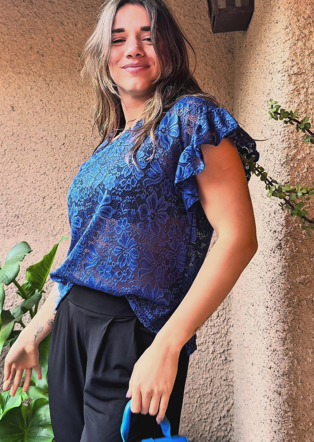 Polera Diana | Encaje Azul