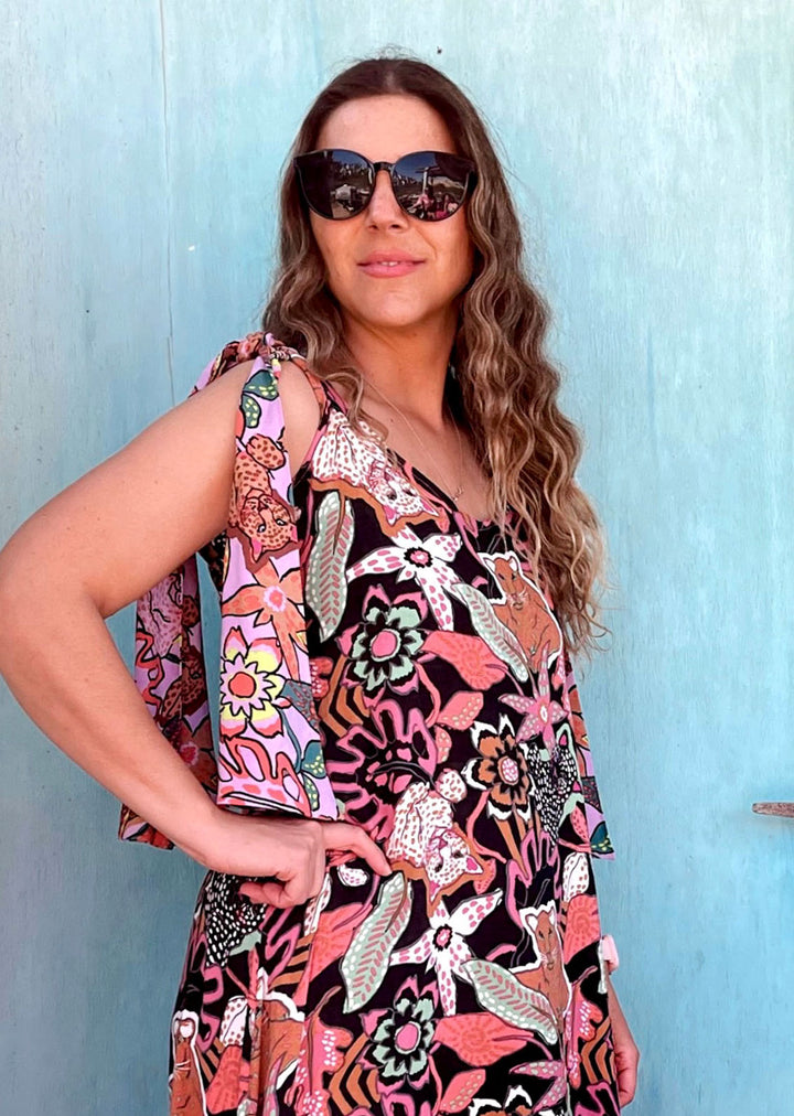 Vestido Elisa | Tigre - Fondo Negro