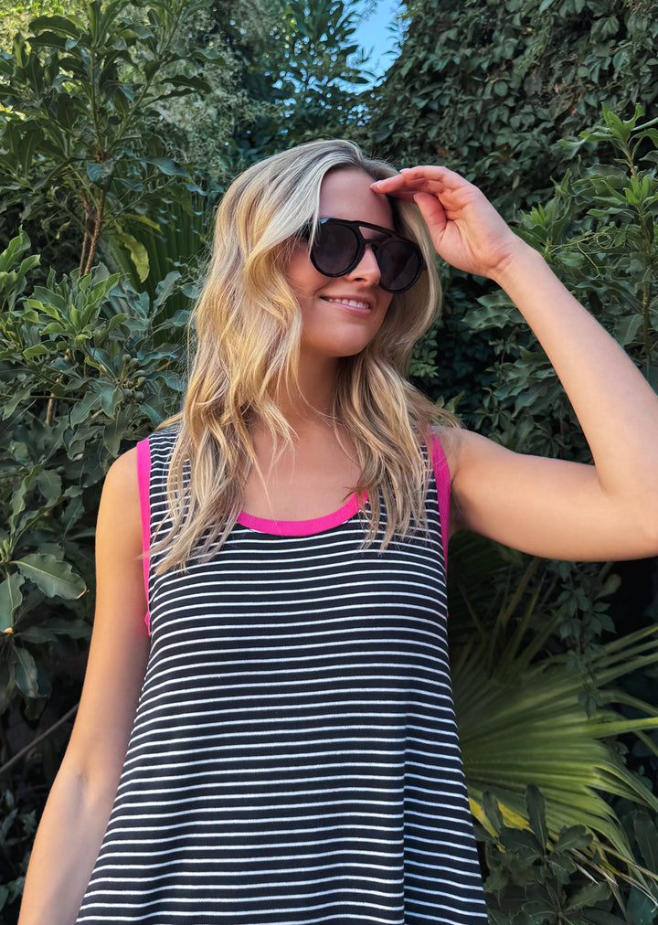 Vestido Mane | Negro, Fucsia