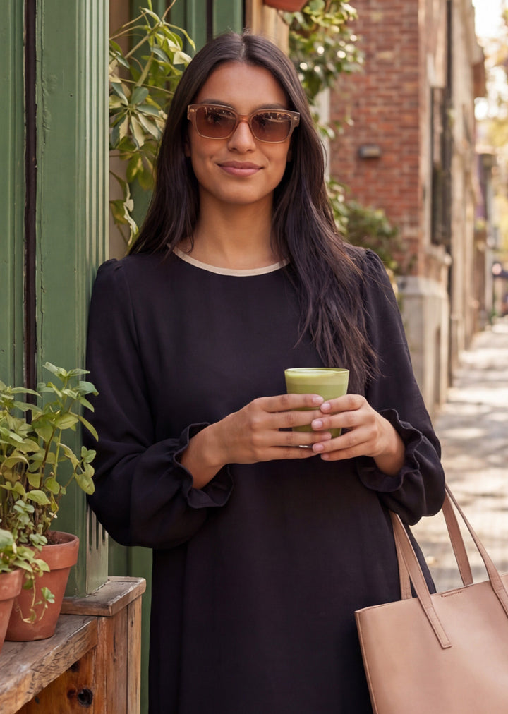 Vestido Mila | Negro, arena