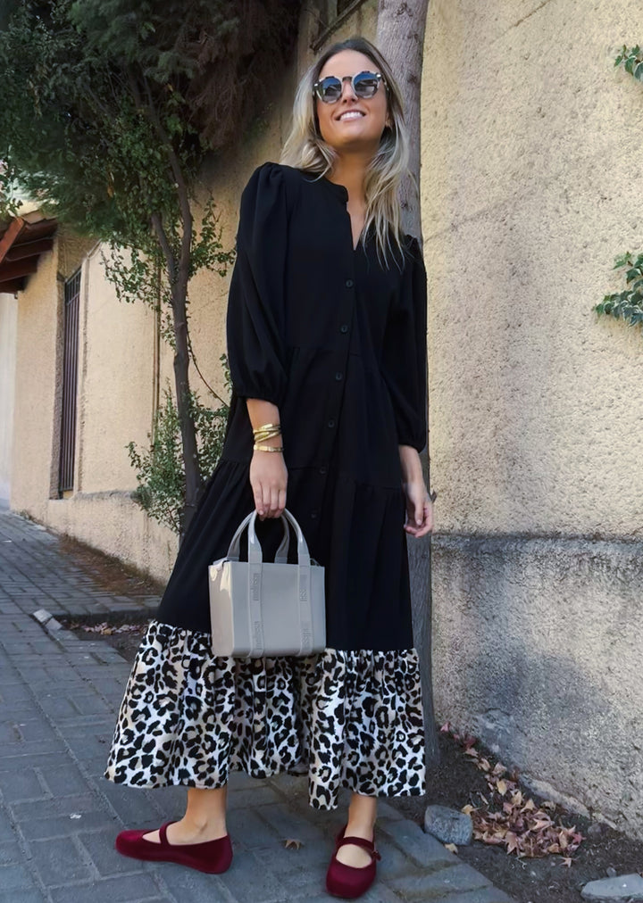 Vestido Dani | Negro y  Leopardo