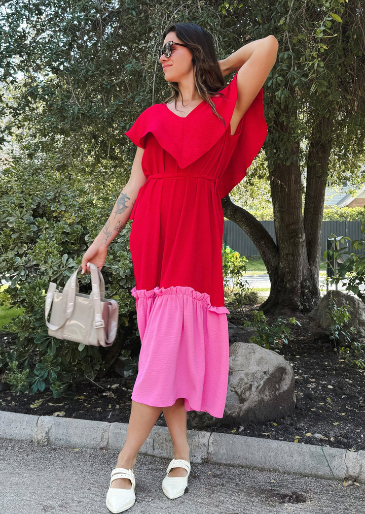 Vestido Clara | Fucsia + Rojo