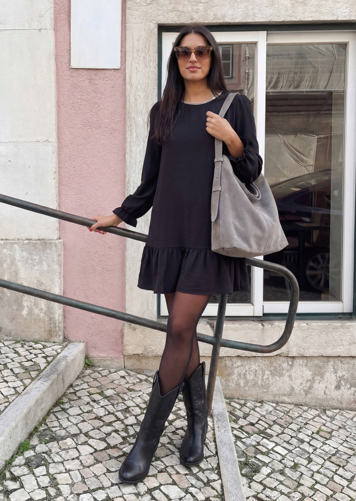 Vestido Mila | Negro, arena