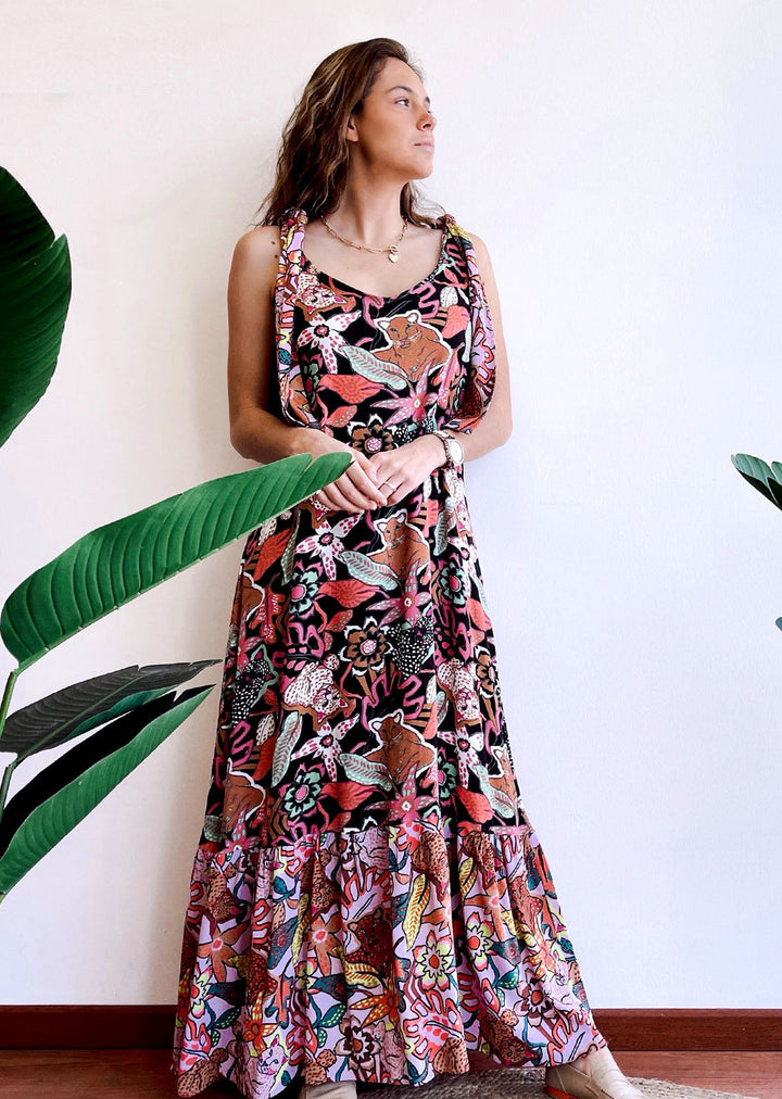Vestido Elisa | Tigre - Fondo Negro
