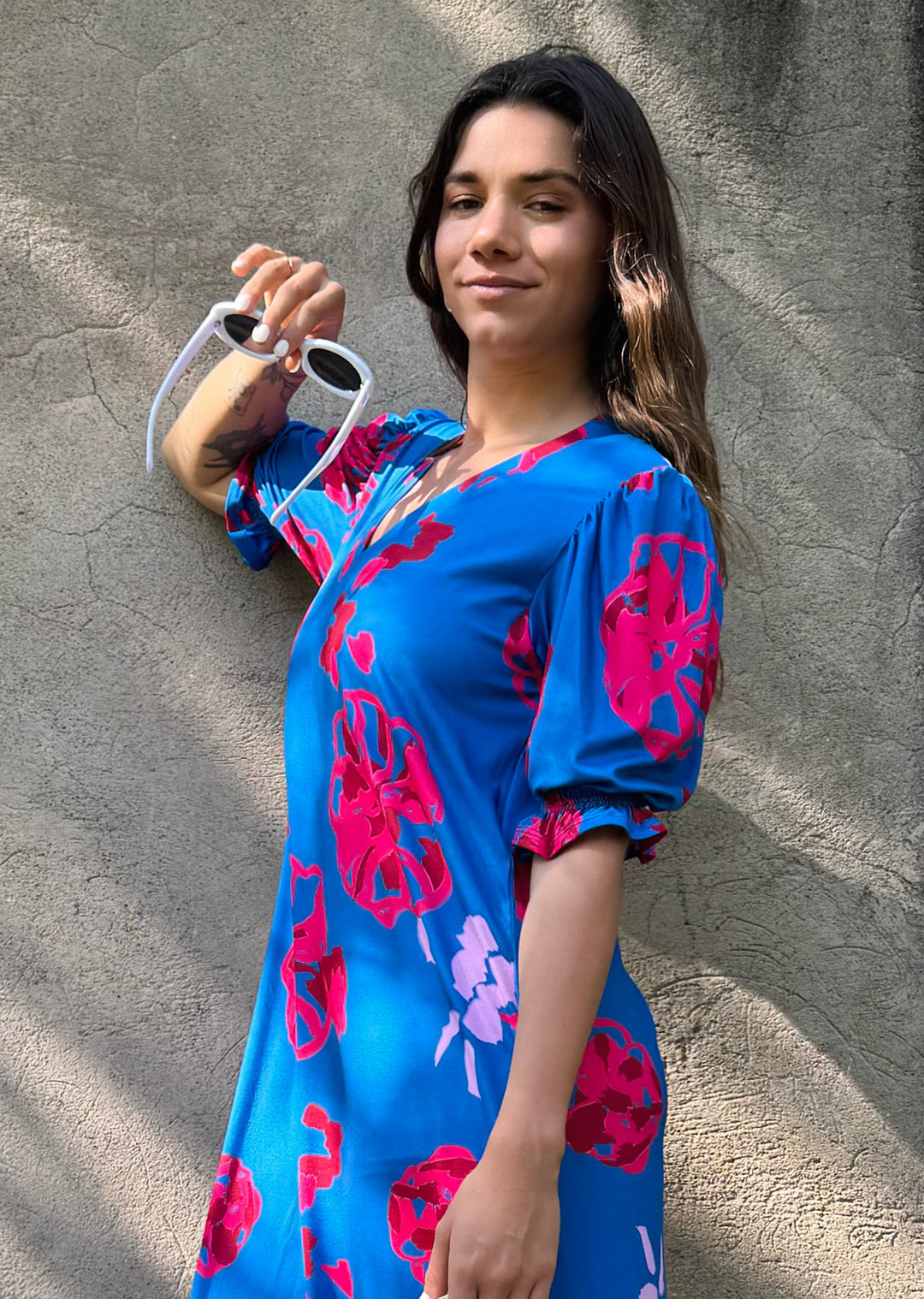 *PRE VENTA* Vestido Ignacia | Flores Fondo Azul