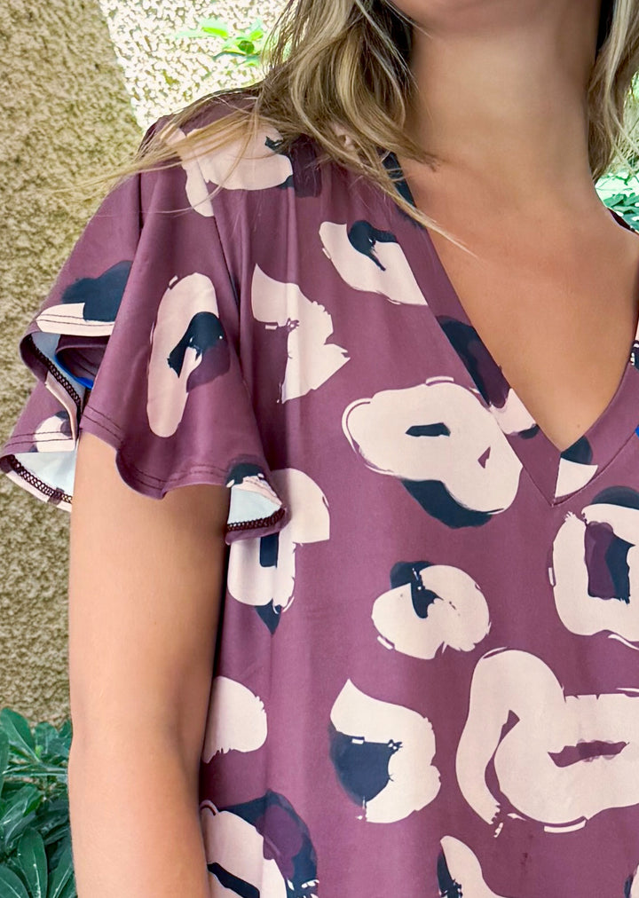 Vestido Ina | Leopardo Corazón Fondo Chocolate