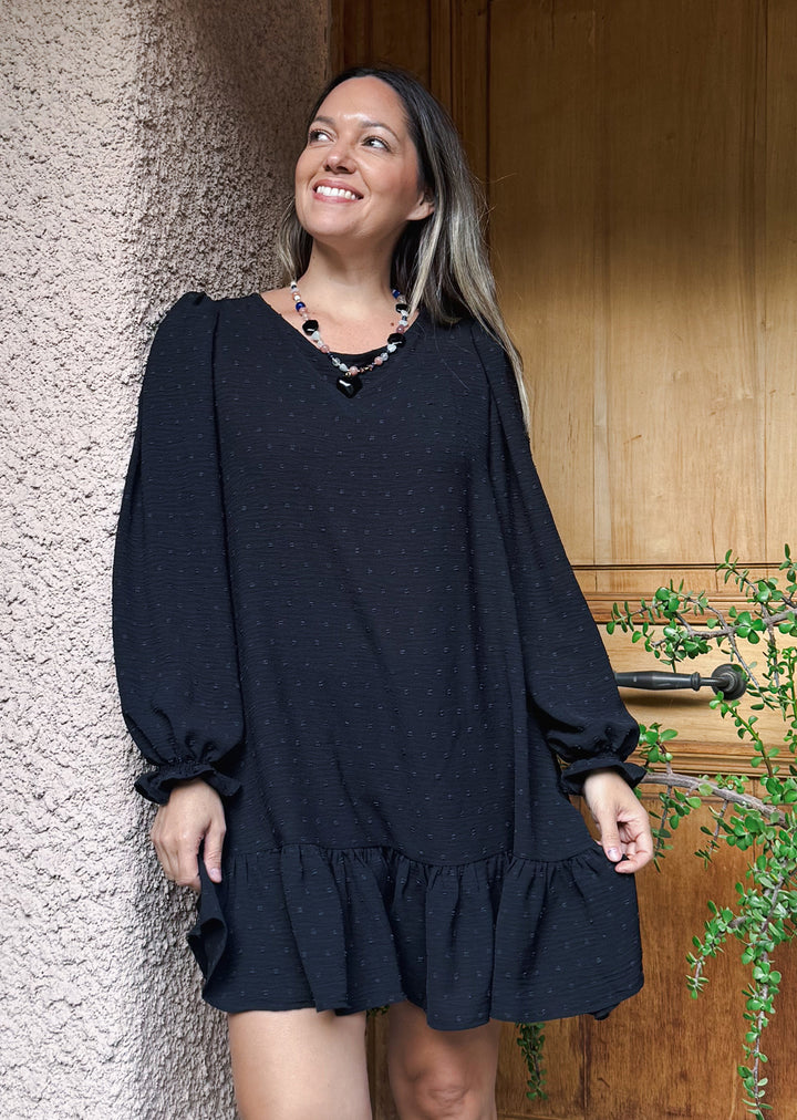 Vestido Mila | Negro, textura