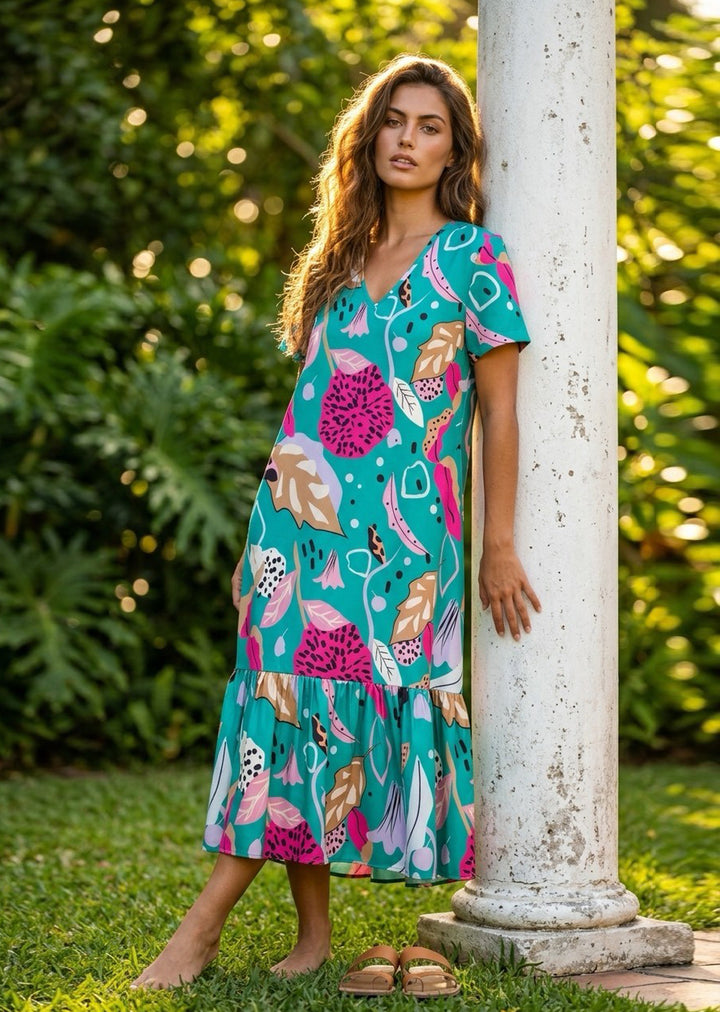 Vestido Rafa | Hojas, verde