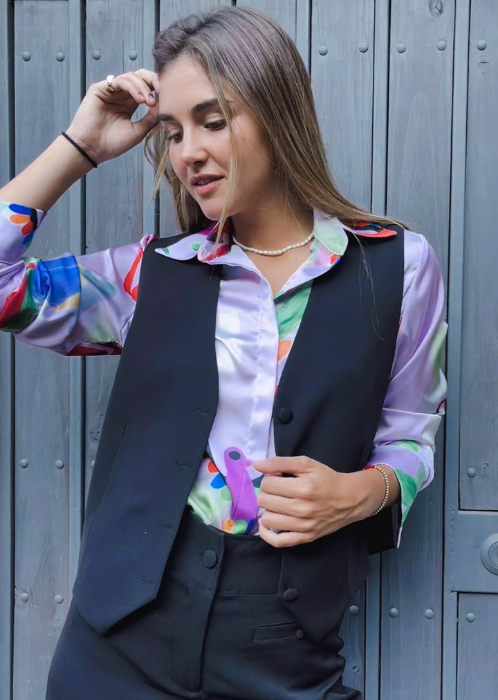 Blusa Bernarda | Selva - Fondo Lila