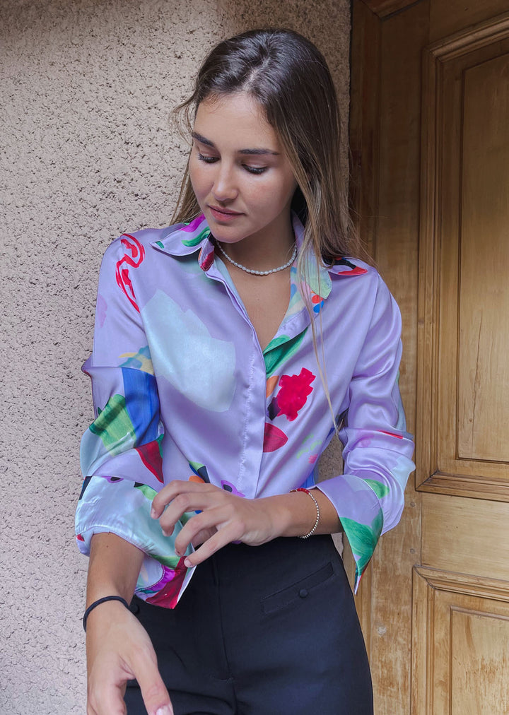 Blusa Bernarda | Selva - Fondo Lila