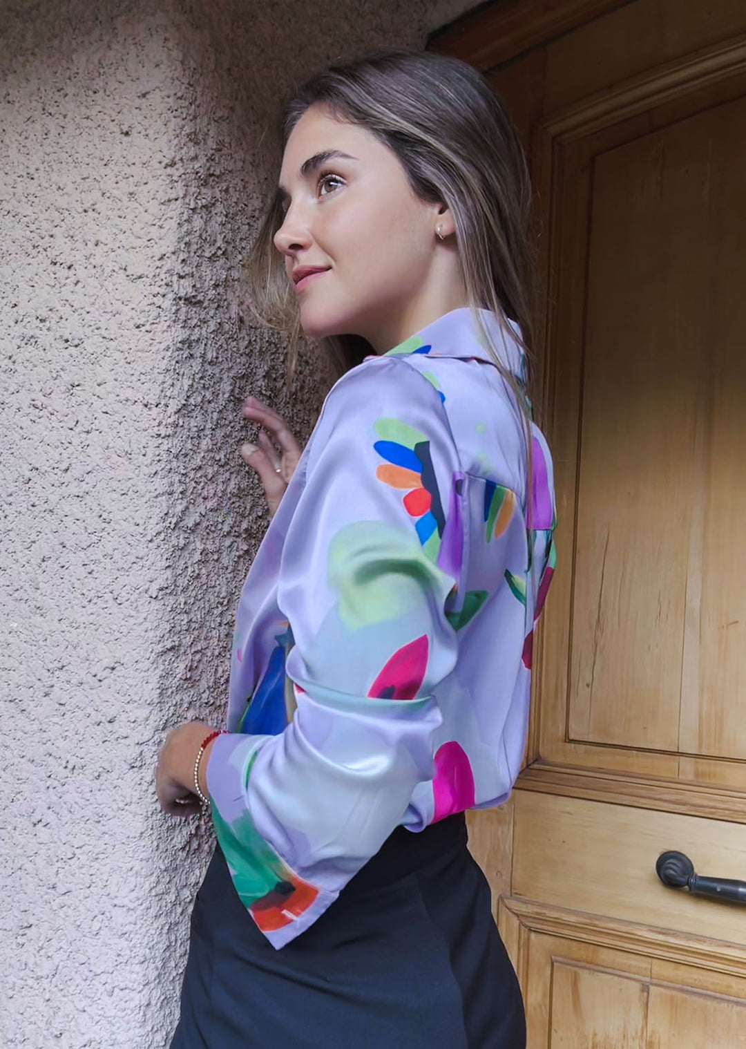 Blusa Bernarda | Selva - Fondo Lila