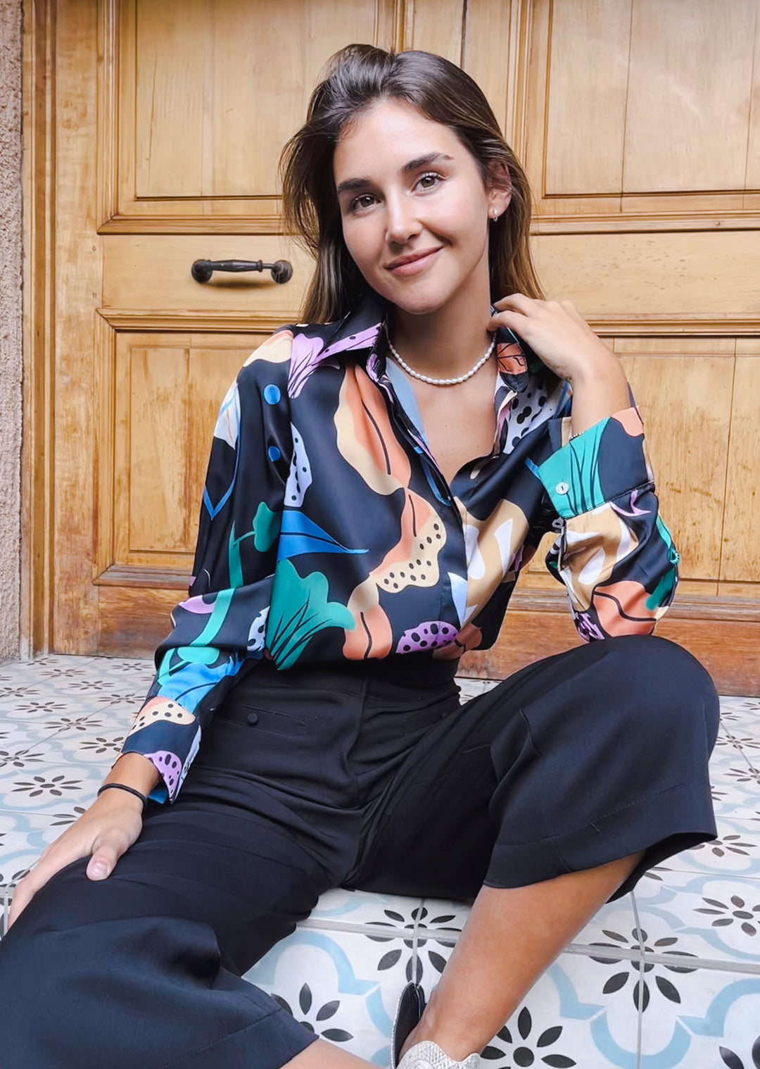 *PRE VENTA* Blusa Bernarda | Hojas - Fondo Negro