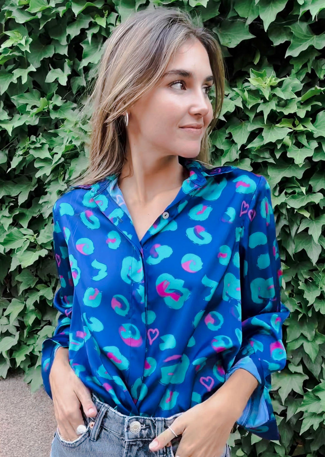 Blusa Bernarda | Print Corazón Azul