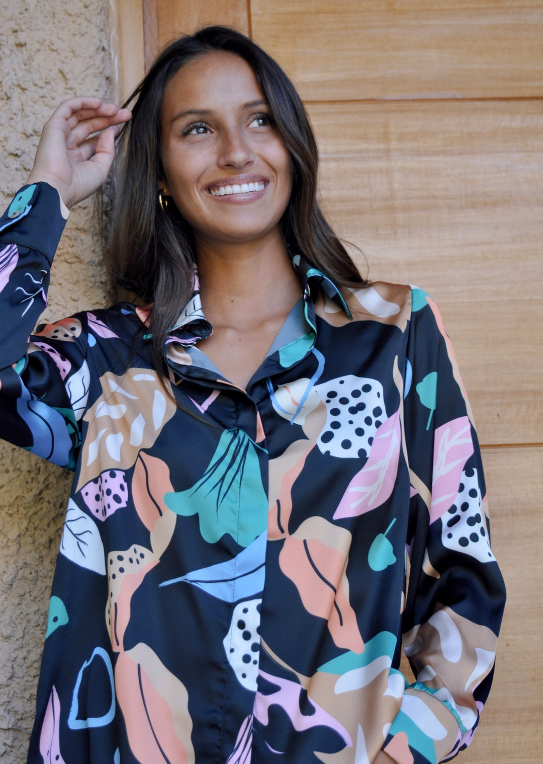 *PRE VENTA* Blusa Bernarda | Hojas - Fondo Negro